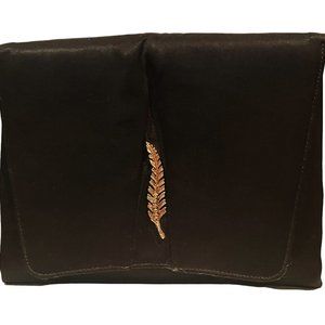 Vintage Women's Black Satin Britemode Purse/Clutch with Rhinestone Accents